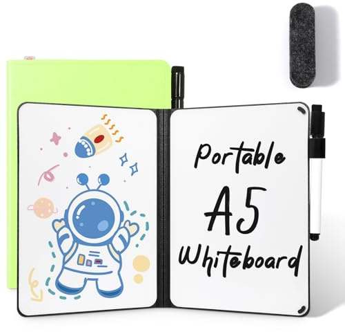 AGM A5 Mini Portable Whiteboard, Small Whiteboard with Pen and Eraser | Grass Green Double-Sided Desk Whiteboard, White Board for School, Home, Office, Study, Meeting, Draft, Notes, Doodling