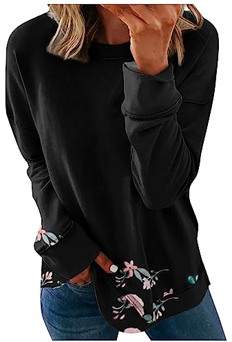 Dirndlbluse Blusentop Für Damen Tailliert Pullover Mit Reißverschluss Polyester Stretch Buissnes Herbs Pullover Damenen Übergrösse Schlichtes Langärmlige V-Neck Retro Schwarz 5XL