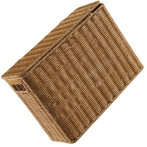 Ciieeo Woven Storage Basket Mit Deckel Und Griff Schmaler Aufbewahrungskorb Für Zeitschriften Und Spielzeug Langlebiger Organizer Für Küche Und Wohnraum
