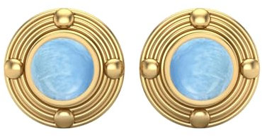 6 mm runder Geburtsstein Larimar Ohrstecker in 925 Sterling Silber, minimalistischer zarter Schmuck, Gold Vermeil