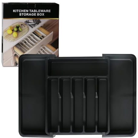Kitchen Drawer Organizador de cajones de cocina, organizador de cubiertos para cajones, bandeja de cubiertos extensible para cajones de cocina, bandeja ajustable para cucharas, tenedores, cuchillos,