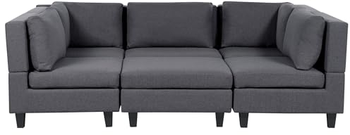 Beliani 5-Sitzer Wohnlandschaft mit Ottomane Stoffbezug grau U-förmig modular Unstad