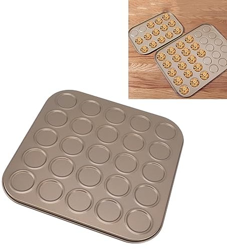 FAUOSWUK Macaron Cake Pan, Non-Stick Macaron Baking Tray Baking Molds for Macaron, Cupcake, Dessert for Oven Baking Carbon Steel Material, Even Heating (25 Hole)
