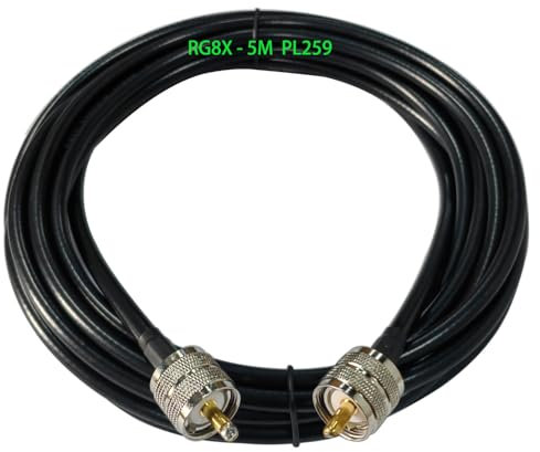 GTIWUNG UHF Mâle PL-259 à UHF Mâle PL-259 RG8X Câble Coaxial, Câble PL259 5M Câble Coaxial RG58/U Câble UHF Mâle à UHF Mâle Câble Antenne, Adaptateur UHF mâle vers fiche UHF