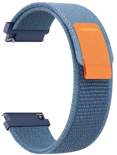 Amzpas 20mm 22mm Nylon Uhrenarmband, Verstellbares Nylon Fabric Weich Armband Schnellverschluss Uhrenarmbänder mit Klettverschluss für Herren und Damen, Bandbreite 20mm 22mm, Klares Blau