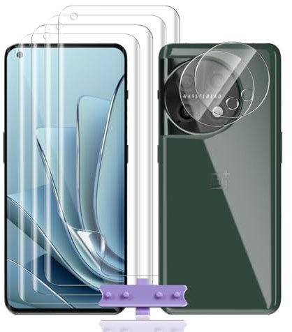 Rnnmeeko Protector de Pantalla para Oneplus 11,[4 Pack] TPU Protector de Pantalla y [2 Pack] Oneplus 11 Cristal Templado Protector de Lente de Cámara, Anti-Arañazos