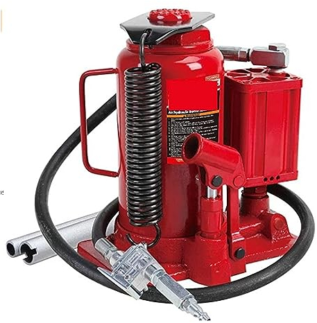 Cric de remorque robuste Cric-bouteille hydraulique pneumatique avec pompe manuelle, capacité de 20 tonnes (40 000 lb), rouge pour soulever une remorque de camping-car, une remorque à chevaux, un véhi