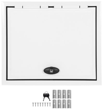 Porte de Trappe de Rangement pour Camping-car, Porte à Bagages Universelle pour Camping-car, 24 X 24 Pouces, Porte à Bagages Carrée en Alliage D'aluminium Résistant aux UV avec Tige de Support de Verr