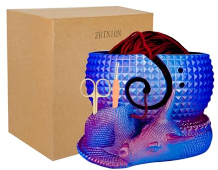 ZRINION Fantasy Dragon and Egg Große Garnschale zum Häkeln, Stricken, perfekte Geschenke, 22 x 18 x 12,5 cm