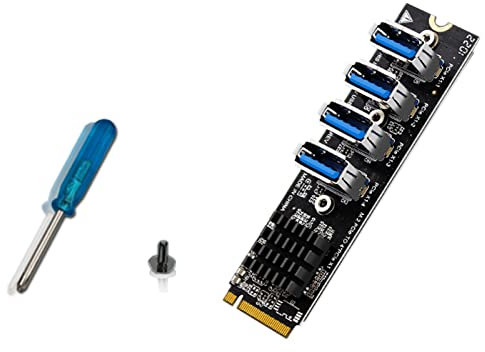 BaoFufc M.2 M-Key to PCI-e X1 4-Port USB 3.0 Graphics Card 1 in 4 Graphics Card Expansion ASM1184E for Desktop Computer Adapte M.2 M Key Ssd