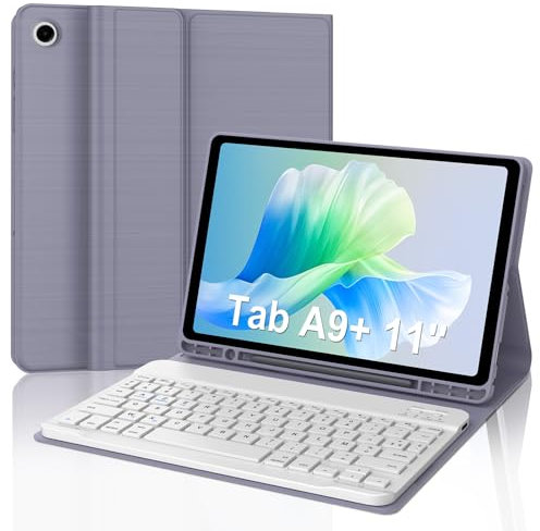 AVNICUD Étui Clavier pour Samsung Galaxy Tab A9+ 11 2023, (SM-X210/X216/X218), Housse Clavier pour Samsung Tab A9 Plus Magnétique Détachable AZERTY Bluetooth, Violet