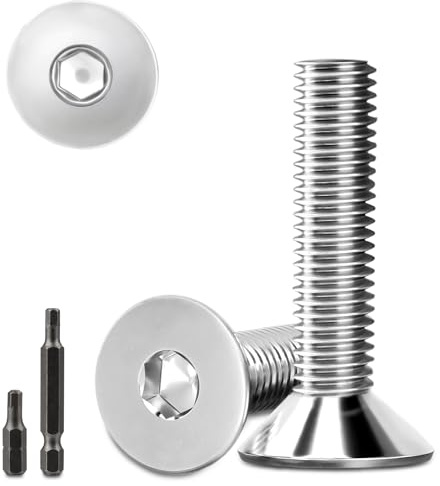 Lot de 40 vis à tête fraisée en acier inoxydable M6 x 20 mm à tête fraisée à six pans creux M6 - Vis à tête fraisée avec 2 têtes de tournevis hexagonales DIN 7991/ISO 10642 (argenté)