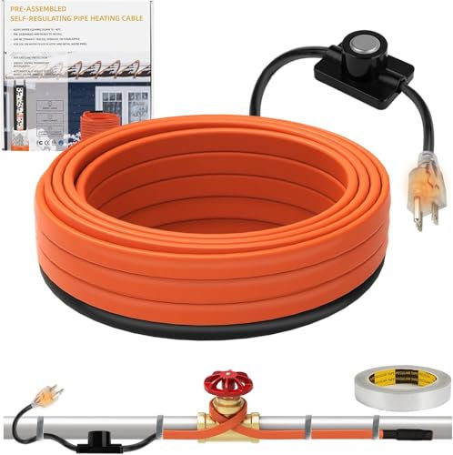 Nastro termico per tubi dell'acqua con termostato 6M, cavo riscaldante autoregolante con protezione antigelo Cavo riscaldante per tubi dell'acqua per tubi in metallo e plastica 220V 5W/M