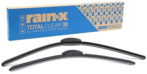 Rain-X 810330 Total Clear Beam Scheibenwischerblätter, 66 cm und 40,6 cm, Scheibenwischer für Allwetter-Leistung, Gummiabzieher für reibungsloses, sauberes Wischen und leisen Betrieb, 2 Stück