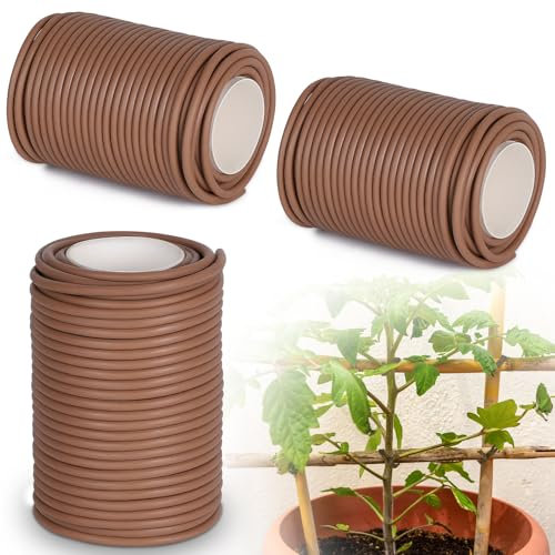 efuturetime 3 x Alambre para Plantas 20m x 3.5mm Alambre Engomado de Atar Recubierto para Formar y Sostener Plantas, Marrón Claro