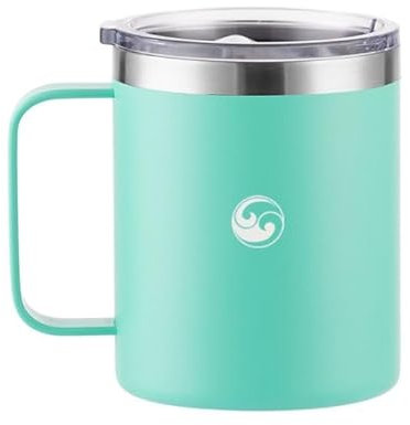 Grecale Home Goods Stainless Steel Thermal Travel Mug - Insulated Coffee Cup with Leakproof Lid and Spoon, Mug for Hot and Cold Coffee and Tea 12oz Coffee Cup Travel Mug (Teal)
