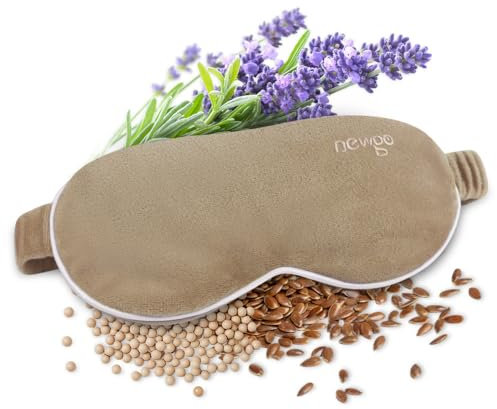 NEWGO Heated Mask, Microwave Heat Compress for Dry Eyes, Moist Heat Therapy Pad for Blepharitis, Stye Treatment & Sinus Relief (Khaki)