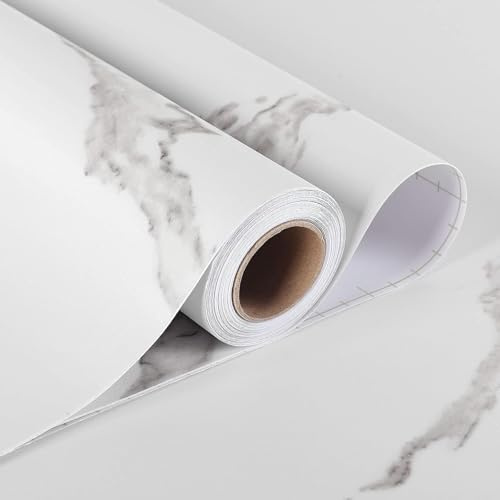 Stickyart Papel Pintado Pared Marmol Blanco para Encimera de Cocina Baño 60cmX400cm Papel Adhesivo Muebles Marmol Vinilo Encimera Cocina Blanco Mate Impermeable Vinilos de Pared Decorativos Removible
