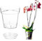 Pot Transparent pour orchidées avec Trous et Soucoupe, Plastique Rigide Brillant Transparent (5, Ø 13 cm)