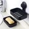 Porte-savon noir pour salle de bain – Porte-savon à ventouse avec drainage pour douche, barre en plastique, porte-savon pour la maison, la cuisine, les toilettes, sans perçage ni colle, amovible