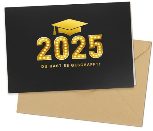 BETESSIN Glückwunschkarte zur Graduation 2025 - Du hast es geschafft - Abitur 2025 Karte mit Umschlag - Bestandene prüfung Geschenk zum Abitur, Bachelor & Master Abschluss