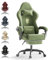 Ferghana Silla Gaming Ergonómica con Masajeador,Silla Gamer de Terciopelo con Soporte Lumbar de Masaje,Reposacabezas,Reposapiés,Silla de Oficina,Silla Ergonómica de PC,Rotación de 360°,Verde