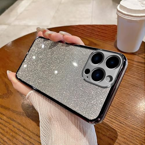 PONRFEKT Trasparente Glitter Custodia per VIVO V29 Lite,placcatura di lusso Antiurto Brilla Bling per Donne e Ragazze Protezione Fotocamera TPU Cover-Nero