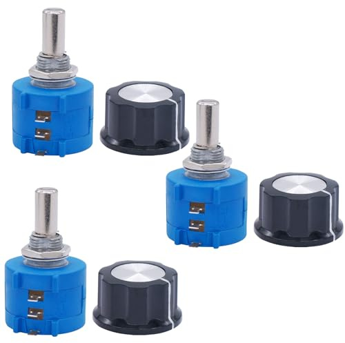Drehdraht Potentiometer 5-Gang, 5K, 3 Stücke | Rotierende Präzisionspotentiometer, Wählknopf Knöpfe Verstellbar, Isoliert, Ersatzpotentiometer Knopftyp Kunststoff