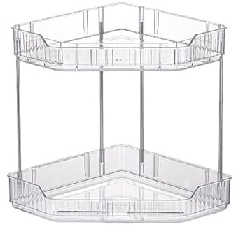 Culinavog Stabil Eck-Mehrzweck-Regal, 2 Ebenen Transparent Beauty Organizer, Arbeitsplatte Vanity Eck-Badezimmertisch, Hautpflege Organizer für Parfüm/Hautpflegemittel/Duschgel