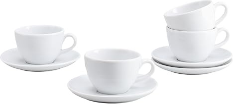 Creatable, 24988, Serie Bistrot Weiss, 8-teiliges Geschirrset für 4 Personen, Kaffeetassen Set aus Porzellan, spülmaschinen- und mikrowellengeeignet, Made in Europe