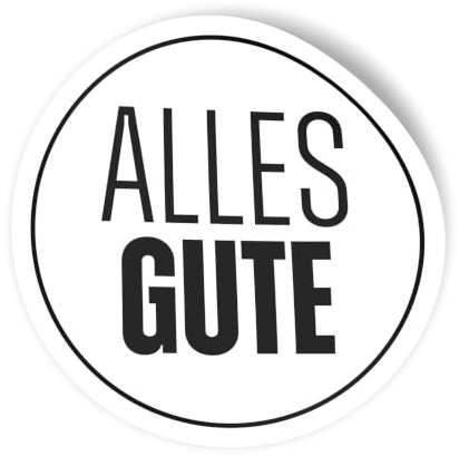 itenga 10 XXL Sticker Alles Gute Ø 14 cm – Runde Geschenk-Aufkleber im modernen Schwarz-Weiß Design – Hochwertiges Strukturpapier – Ø 14 cm