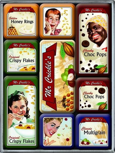 Nostalgic Art Retro-Style Fridge Magnets Mr. Crickle's – Gift idea for Nostalgia Fans, Set for Notice Board, Vintage Design, 9 Pieces