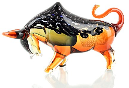 levandeo Designer Skulptur Stier 24x14cm Glas Tischdeko Deko Sehr Hochwertige Handarbeit Unikat Glasskulptur Tier