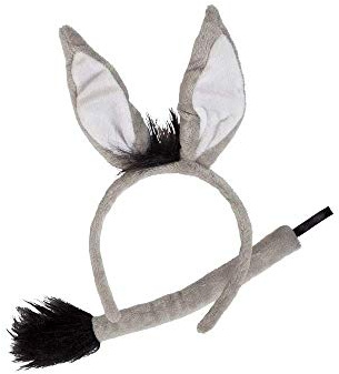 Wicked Costumes Kids Grey Donkey Ears & Tail Fancy Dress Accessory
