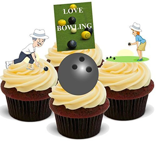 Bowls Bowling Hobby Mix - Fun Novelty Birthday Premium Stand UP Edible Wafer Card Cake Toppers Decoration