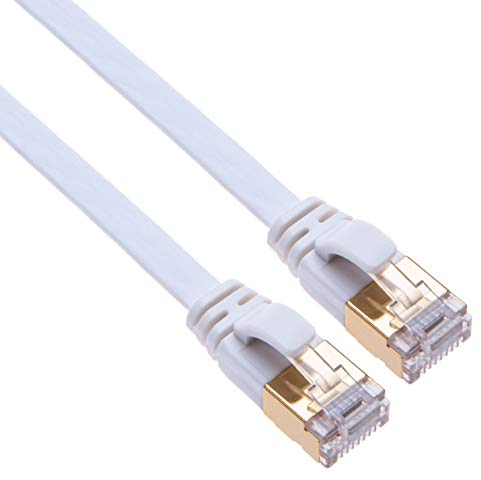 CAT 7 Internet Kabel RJ45 Gigabit Netzwerkkabel Flachkabel Kompatibel mit TV Samsung LG Sony/Router TP-Link/ PS3 PS4 Xbox/Switch Sky Box Hub/WD Seagate QNAP/Zmodo Annke 0,5m Weiß