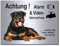 Rottweiler-Alarm-Video-Überwachung-Hund-20 x 15 cm-Schild-Hundeschild-Aluminium Edelstahloptik-Hunde-Tierschild-Warnschild-Hinweisschild (249-10 -20 x 15 cm mit Löcher)