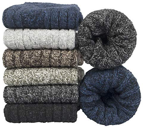YSense Beau 6 Paia Calze Merino Calzini Inverno in Lana Morbido Business Classico Grosso Termico Termiche e Lunghe Ideali per Escursioni, Trekking e Campeggio, Regalo per Uomo Donna EU 38-45