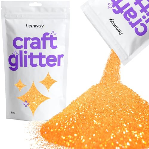 Hemway Craft Glitter - Fluorescent UV Neon Orange | Fine Metallic Sequin Flakes for Resin & Epoxy Crafts | Supplies for Tumblers, Cards, Jewellery, Candle, Hair, Face, Body & Nail Art | 100 g