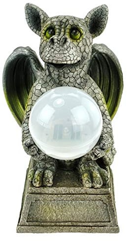 Kremers Schatzkiste Drachenkind mit Solarkugel 30cm Drache Handbemalte Gartenfigur