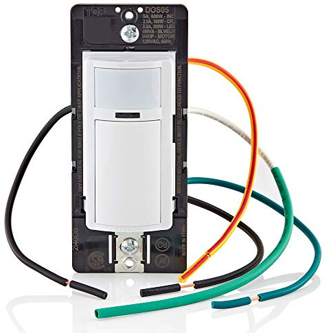 Leviton DOS05-1LZ Decora Motion Sensor In-Wall Switch, Auto-On, 5A, Single Pole or 3-Way, White/Ivory/Light Almond
