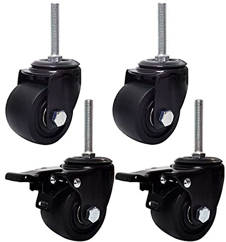 Hochleistungsfußrollen, M12 M16 Gewinde Stengel 3 Zoll 75Mm Nylonrollen Mit Bremse Universal- Schwenken Lenkrollen Doppellager Industriell Rollen Transportieren Zum Gerüst Ausrüstung 1000Kg / 4 Stk