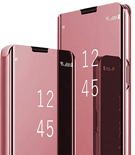 Layeri Für Samsung Galaxy S10 Hülle Flip Leder Handyhülle für Samsung Galaxy S10 Klapphülle Case Silikon Spiegel mit Standfunktion Schutzhülle Clear View Stoßfest Cover für Samsung S10 Tasche
