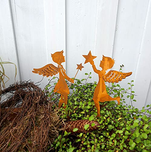 Posiwio Gartenstecker Engel mit Stern 2er Set