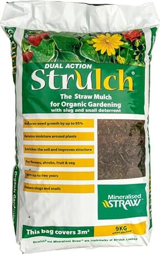 BHGS Strulch Organic Dual Action Garden Straw Mulch 9kg Bag Pack of 8 Bags
