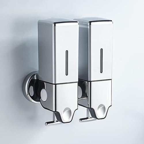Dispenser di sapone a parete, Dispenser per doccia e lozione per casa, bagno, cucina, hotel, ristoranti (D'argento, 1000ml)
