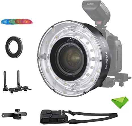 Godox R200 Ring Flash Head for AD200 AD200 Pro 200Ws 5800±200K with Modeling Lamp for Portrait Shooting, Macro Shooting, Medical Shooting, Dental Shooting, etc with Color Gels and R200-HC30 Honeycomb