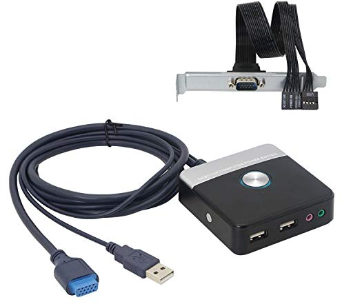 GELRHONR Botón de alimentación del Ordenador Externo, botón de Interruptor de reinicio del Gabinete del Ordenador de Escritorio con Doble Puerto USB y Puerto de Audio - 120cm