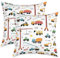Homewish Kind Bagger Kissenbezüge 40x40 Set Von 2, Traktor Maschinen Lkws Wurf für Haus Bett Couch, Baufahrzeug, Bulldozer Kran Cartoon Dekorative