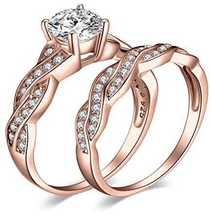 JewelryPalace Wickelring Unendlichkeit Verlobungsring Paar Eheringe Ring Silber 925 Damen, Zirkonia Trauringe Damenring Hochzeitsringe Antragsring Memoirering Ringe Set, Damen Schmuck Rosegold 64